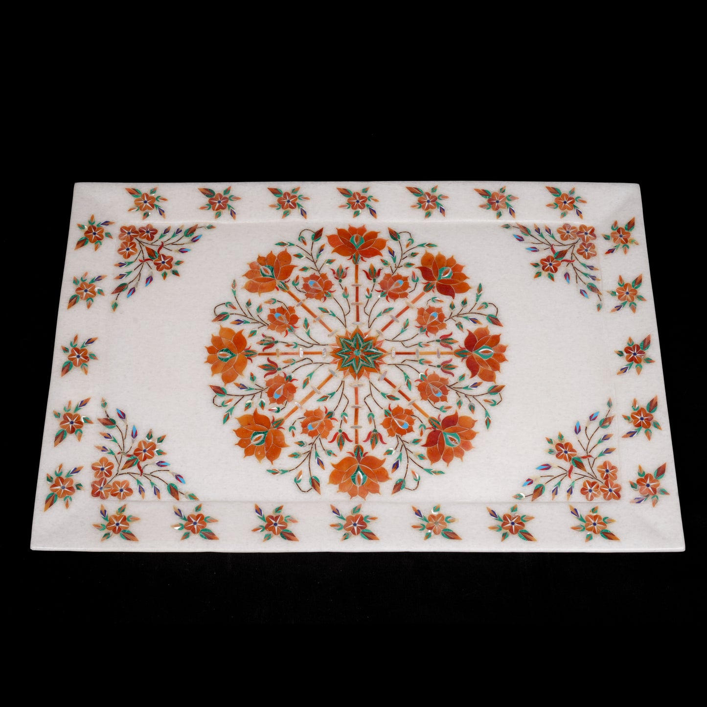 Ethnic and Royal Agra Wine Glasses with Tray | Premium Marble Set