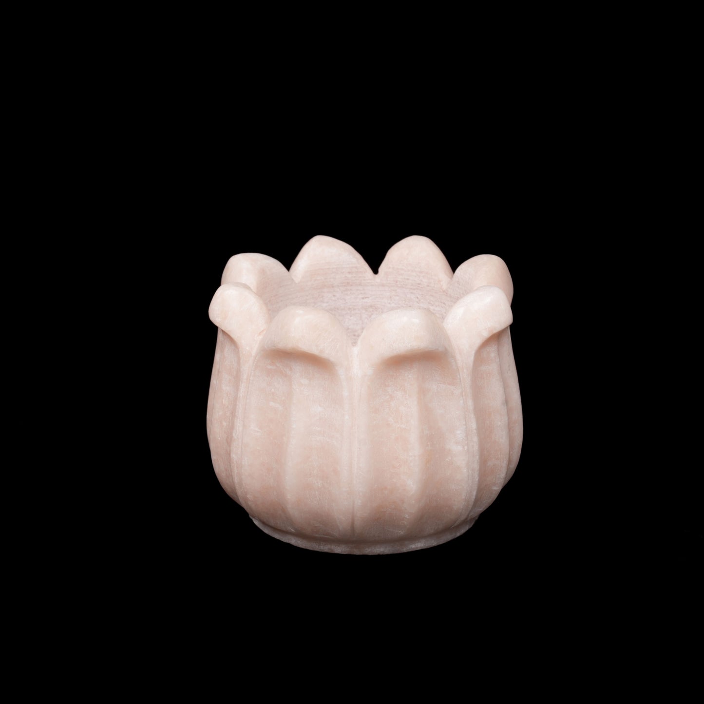 Pinkish White Marble Lotus Candle Vase 7