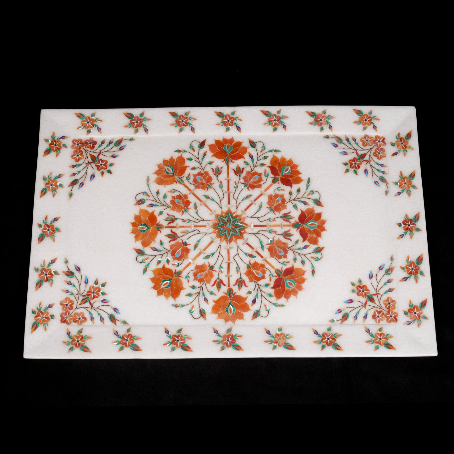 Ethnic and Royal Agra Wine Glasses with Tray | Premium Marble Set