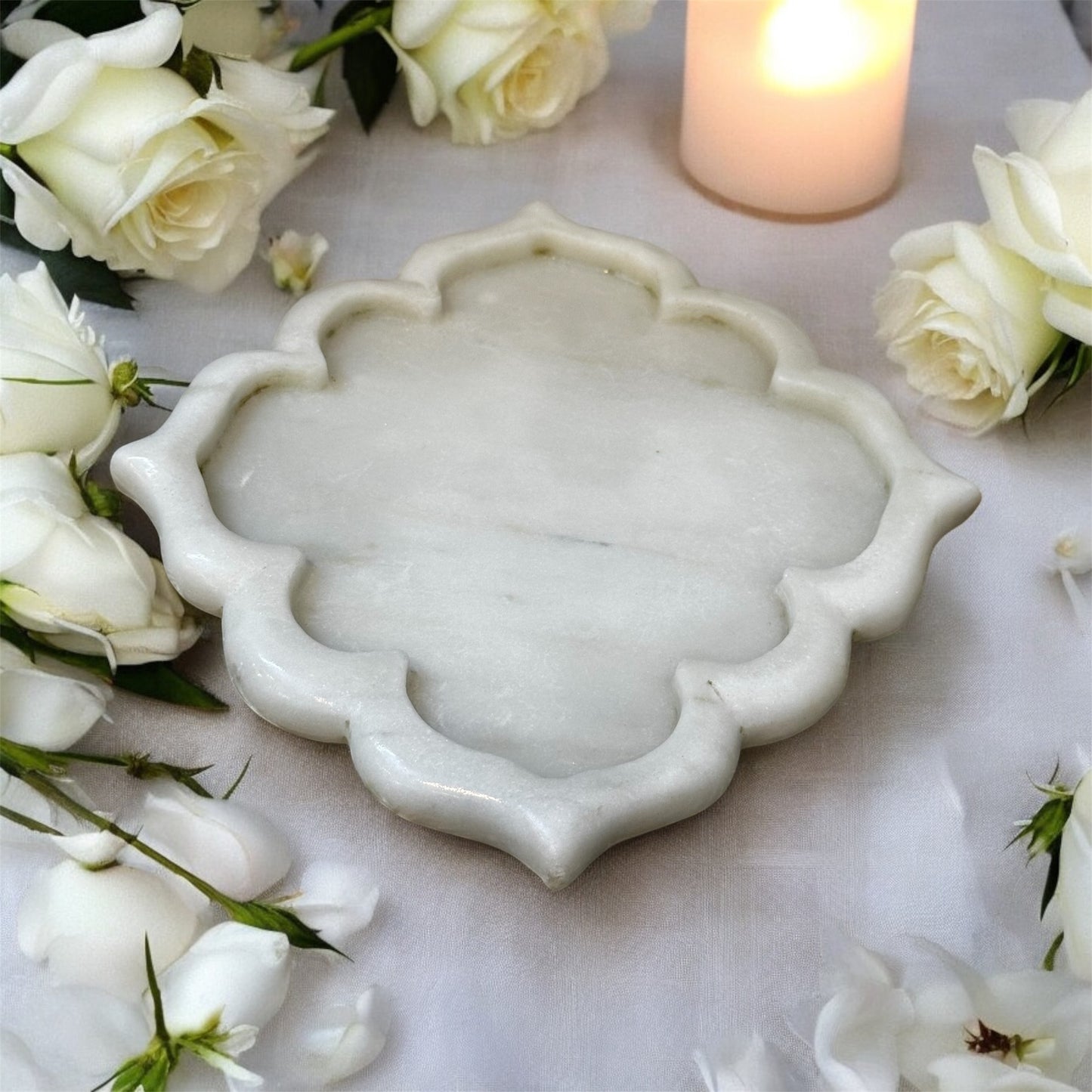 Arch-Shaped Royal White Marble Plate