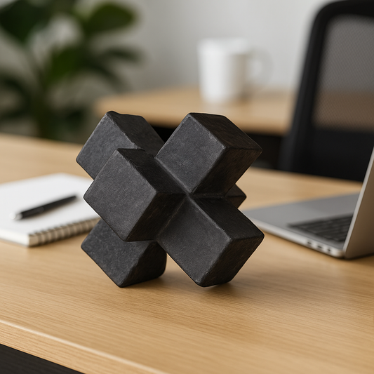 Black & White Marble Cubical Cross | Artistic Luxury Decor Piece