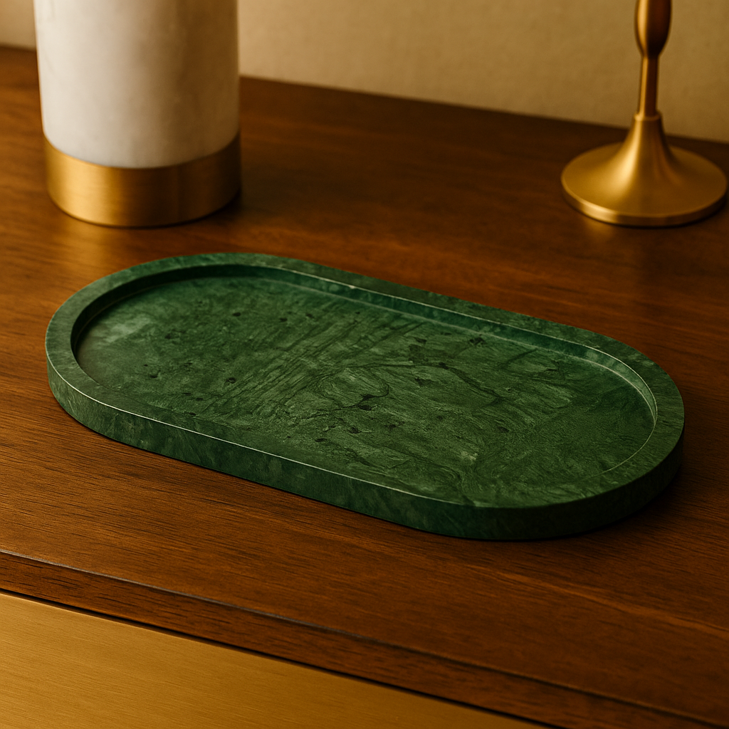 Green Marble Oval Tray
