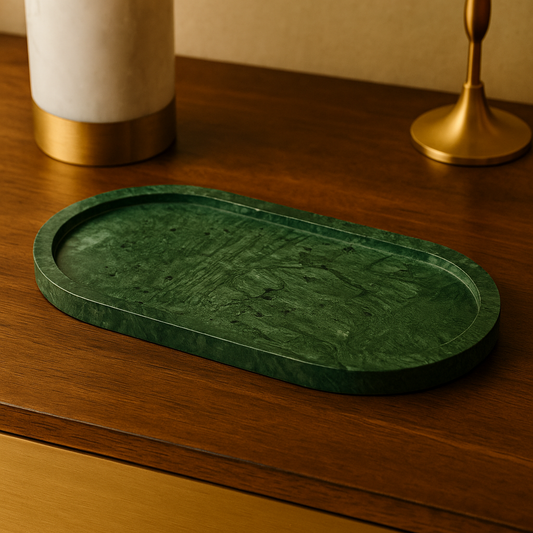 Green Marble Oval Tray