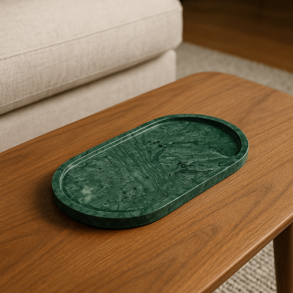Green Marble Oval Tray