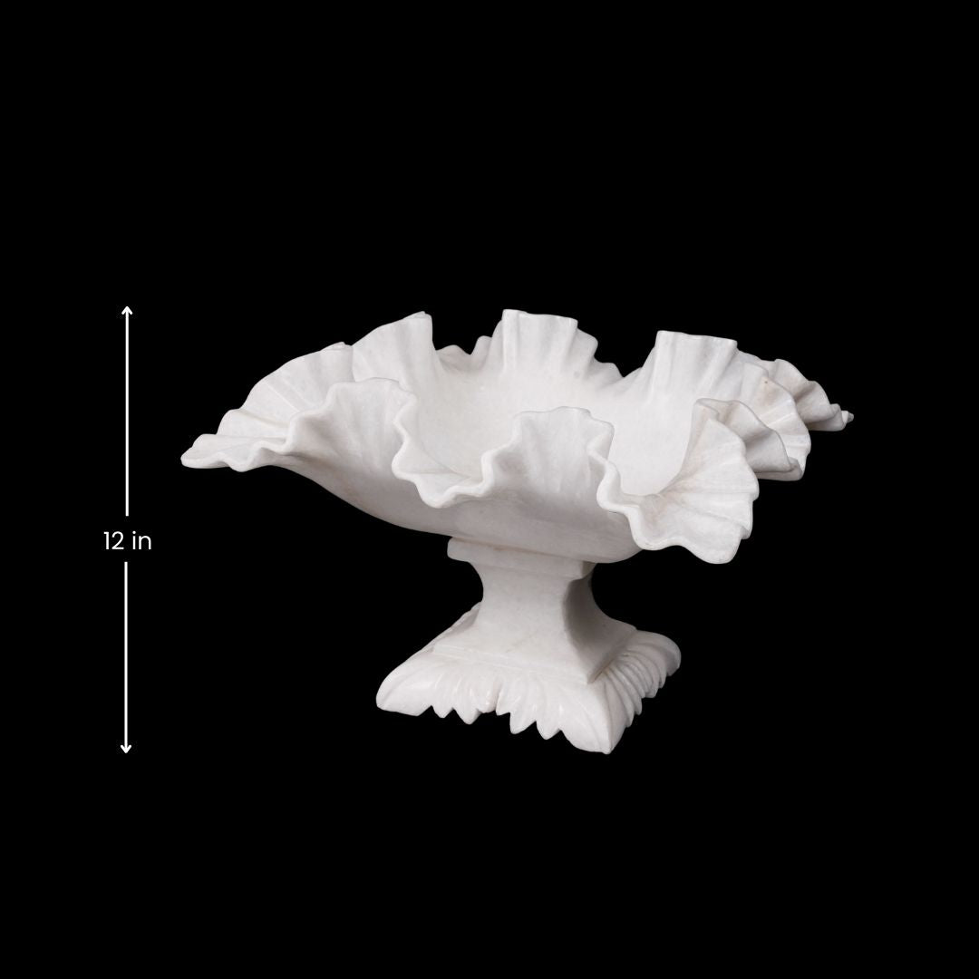 Cuenco de pie con flores | Decoración multiusos de mármol blanco para el hogar