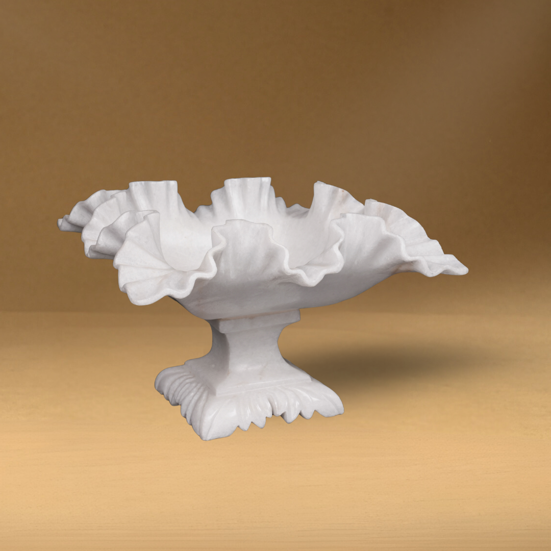 Flower Standing Multipurpose White Marble bowl
