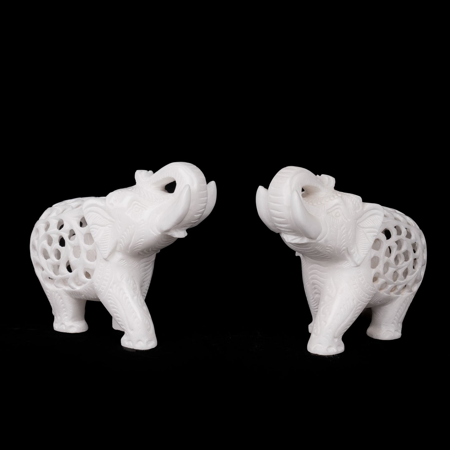 Italian Net Carved Marble Elephant