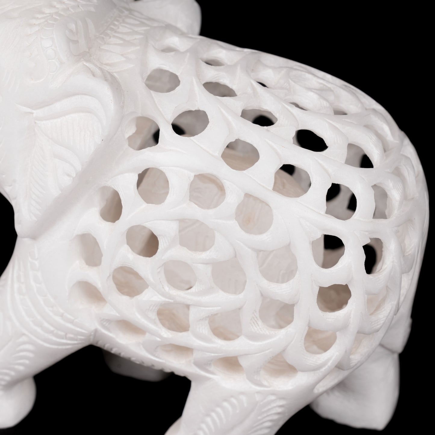 Italian Net Carved Marble Elephant