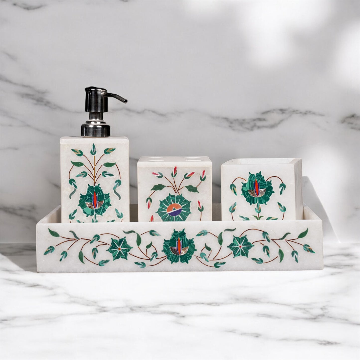 Lucknow Inlay Bathroom Set marble