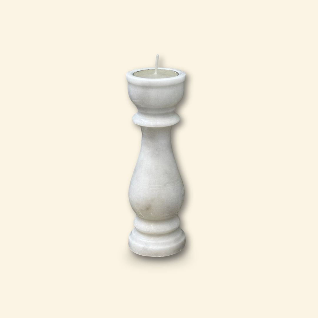 Candelabro minimalista de mármol blanco | Decoración artística de lujo elegante