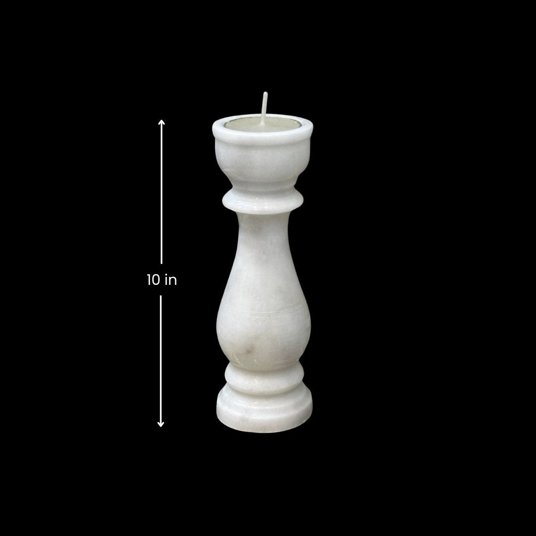 Candelabro minimalista de mármol blanco | Decoración artística de lujo elegante