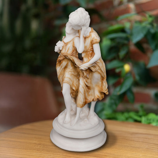Mother & Daughter Roman Style Desk Statue | Timeless Bond in Marble