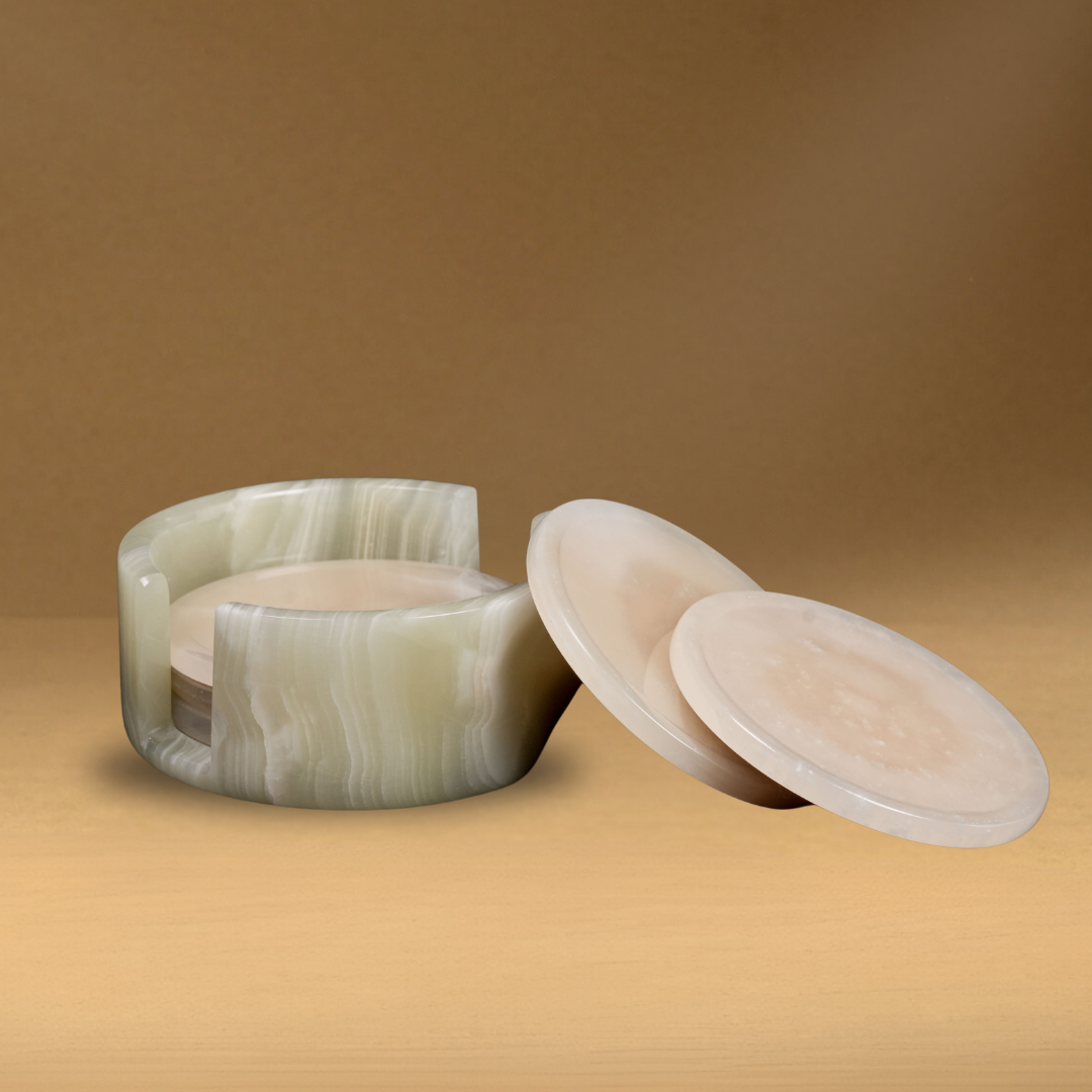 Onyx Coaster Set – Natural Stone Elegance
