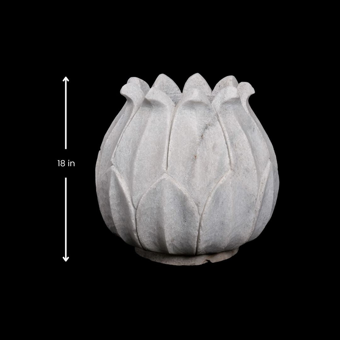 Maceta de mármol blanco para exteriores | Decoración de jardín de primera calidad