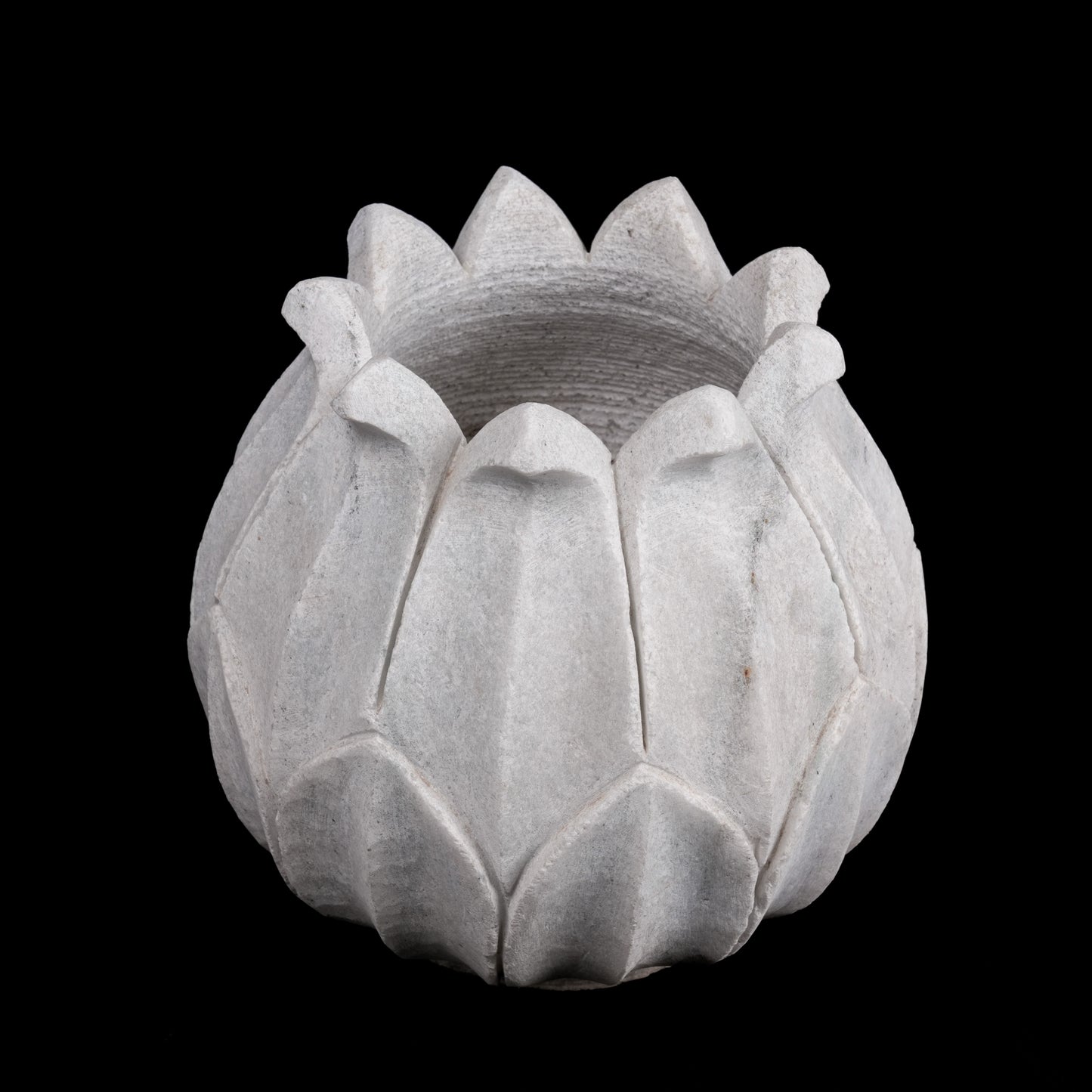 Outdoor White Marble Flower Pot