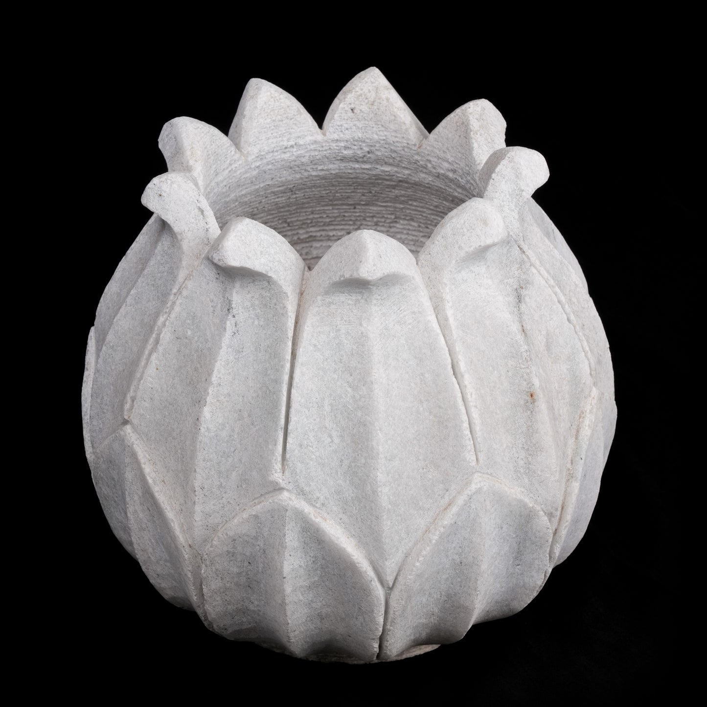 Outdoor White Marble Flower Pot