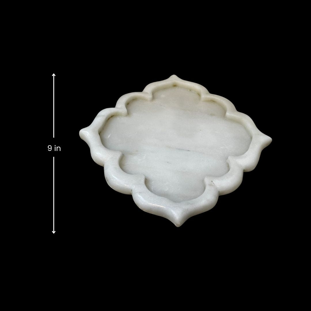 Plato de mármol blanco de Jaipur con forma de arco real