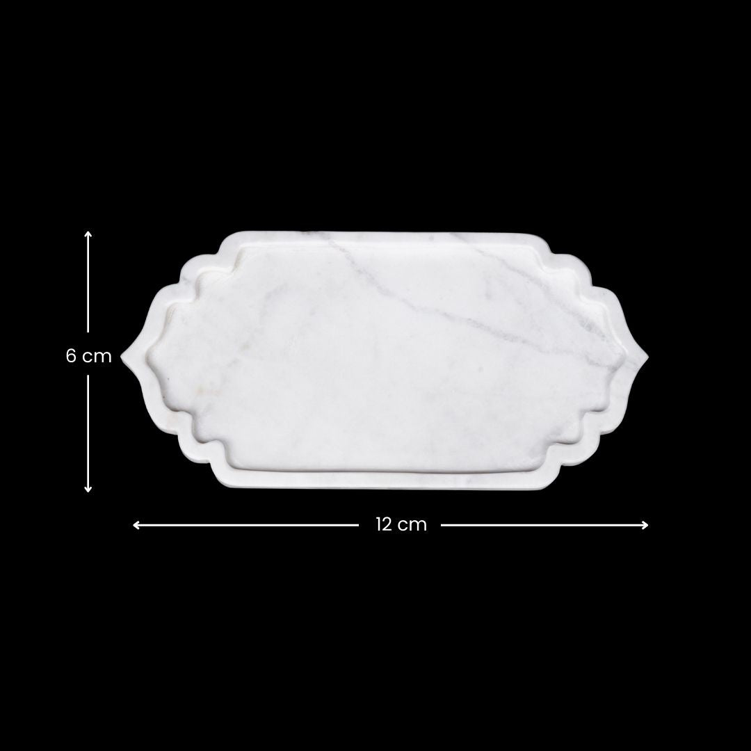 Bandeja de mármol blanco real en forma de arco | Art Decor and Royal Collectables