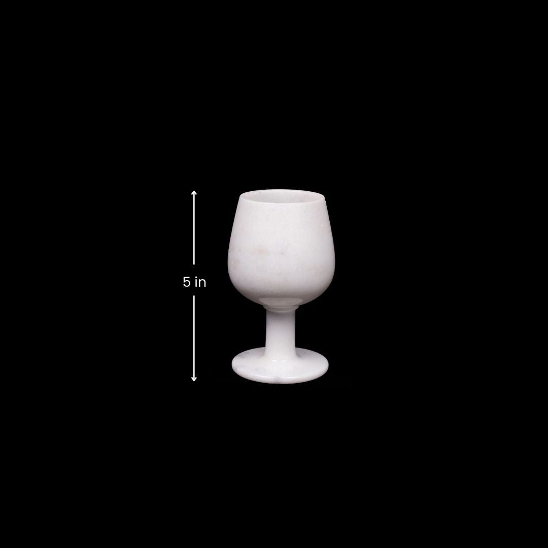 Copa de vino de mármol blanco real | Juego de 2 y juego de 6