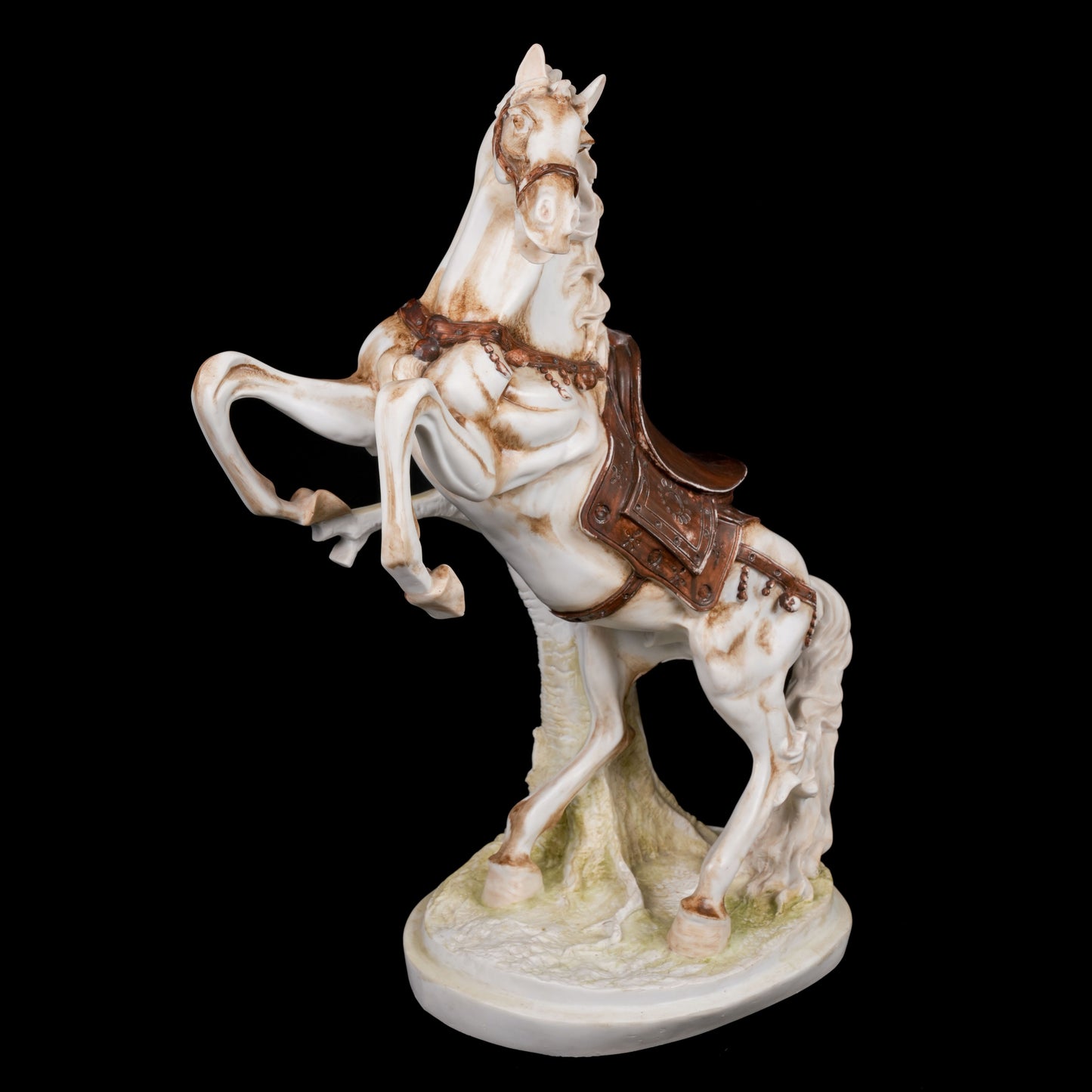 Royal Galloping Horse Sculpture in white marble