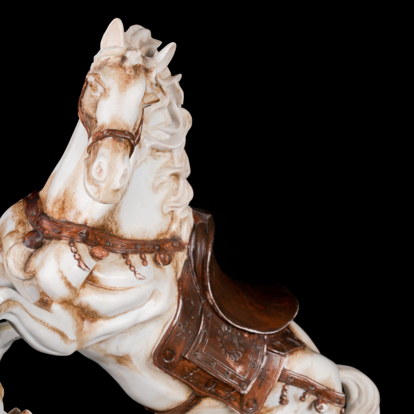 Royal Galloping Horse Sculpture in white marble