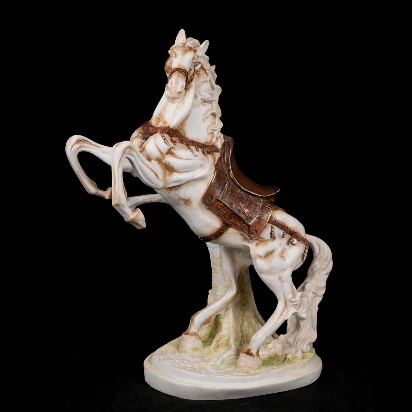 Royal Galloping Horse Sculpture in white marble
