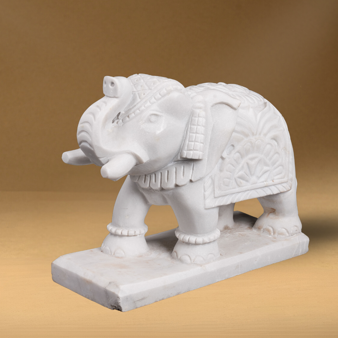 Royal Indian Elephant White Marble