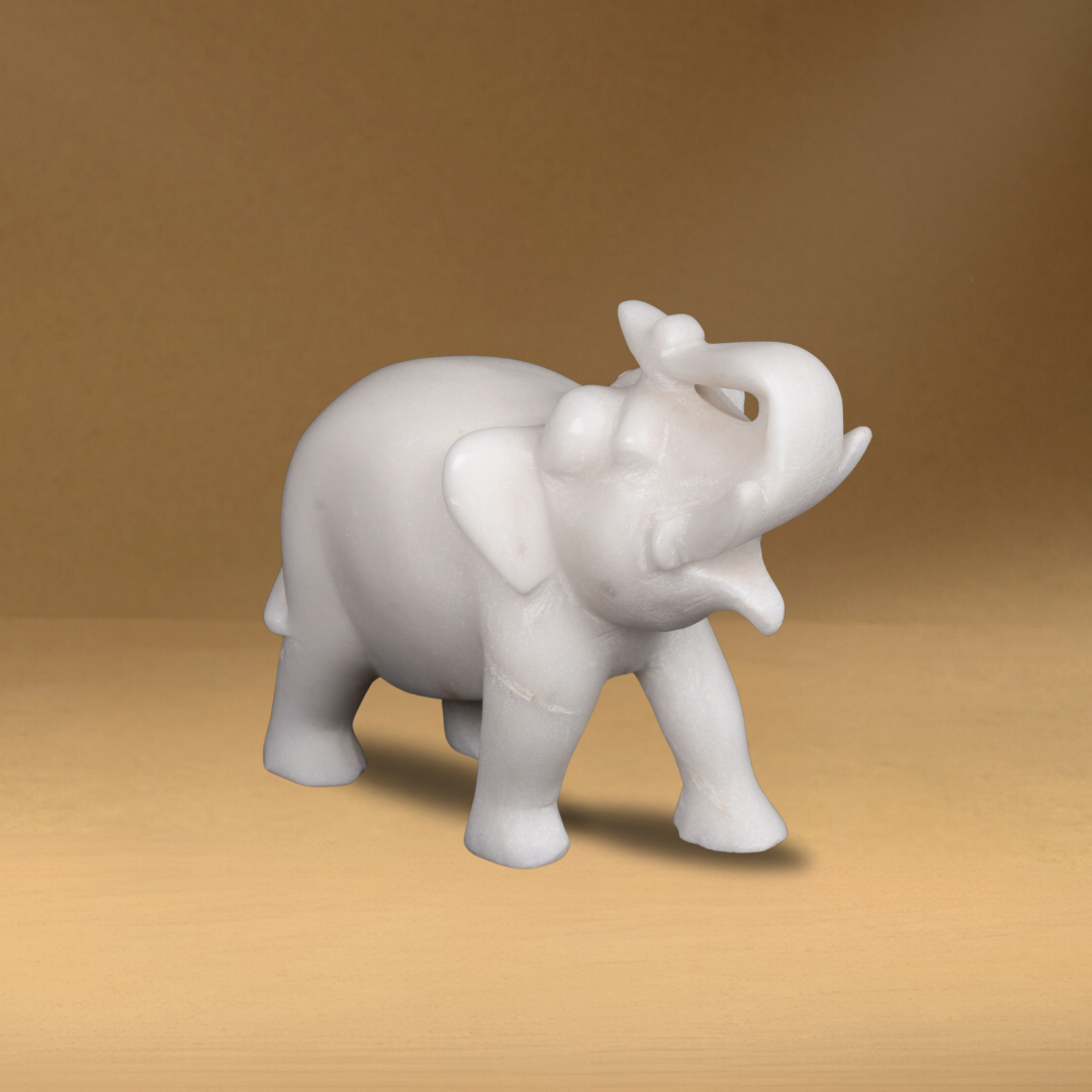 Royal Jaipur White Marble Table Elephant artefacts