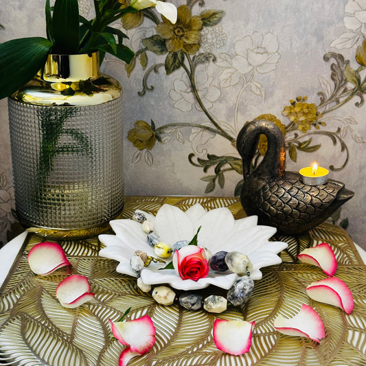 Royal White Lotus Shaped Deep Plate