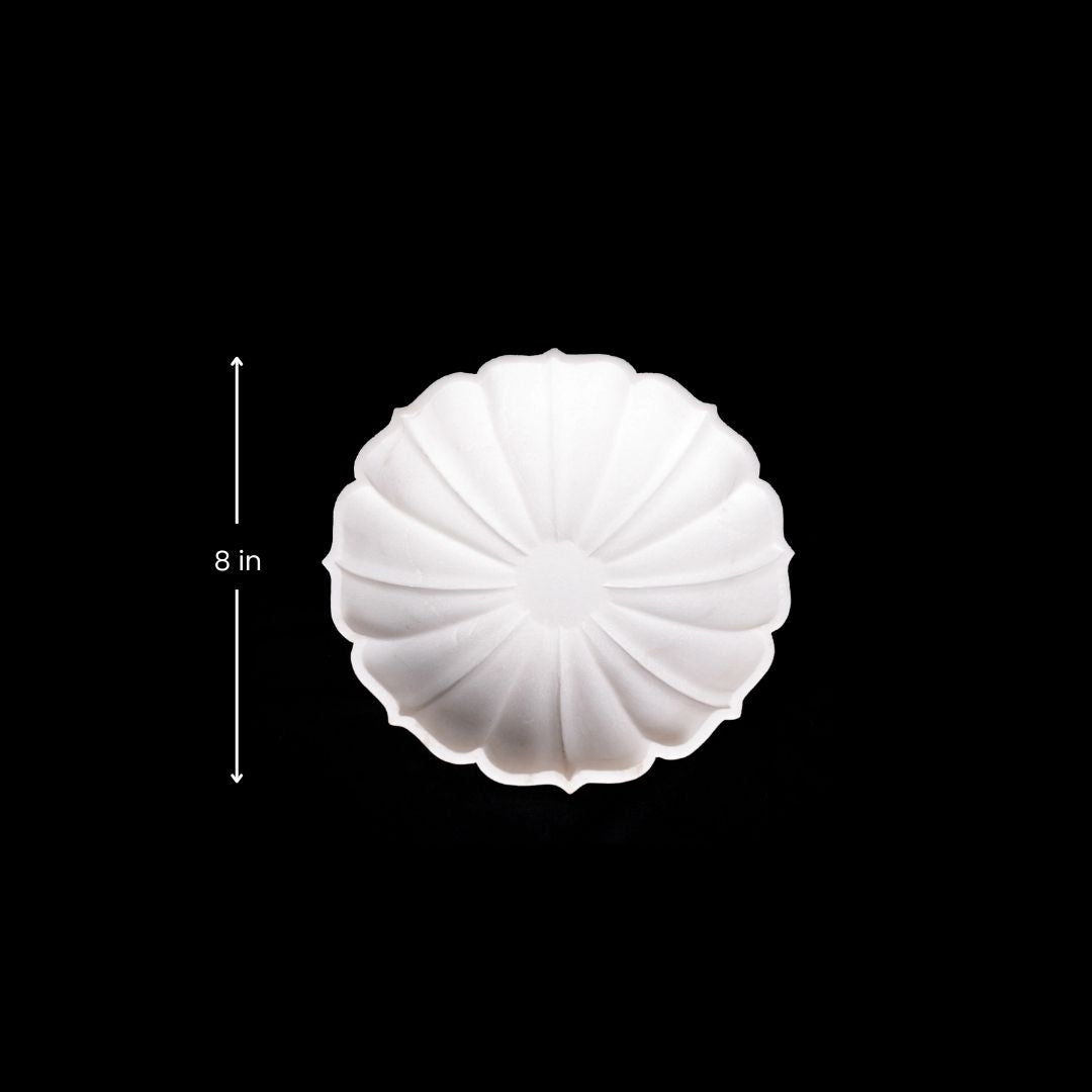 Cuenco Urli en forma de arco de mármol blanco real para usos múltiples