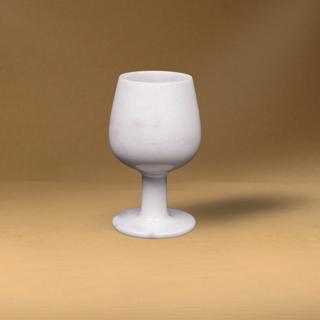 Royal White Marble Wine Glass