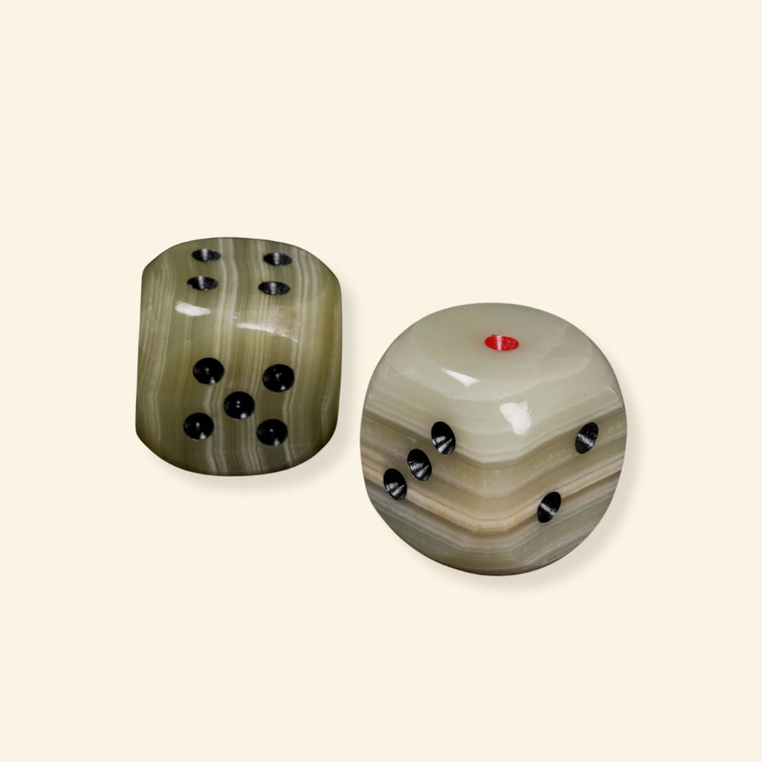 Onyx Natural Stone Dice | Handcrafted Luxury Gaming & Decor (set of 2)