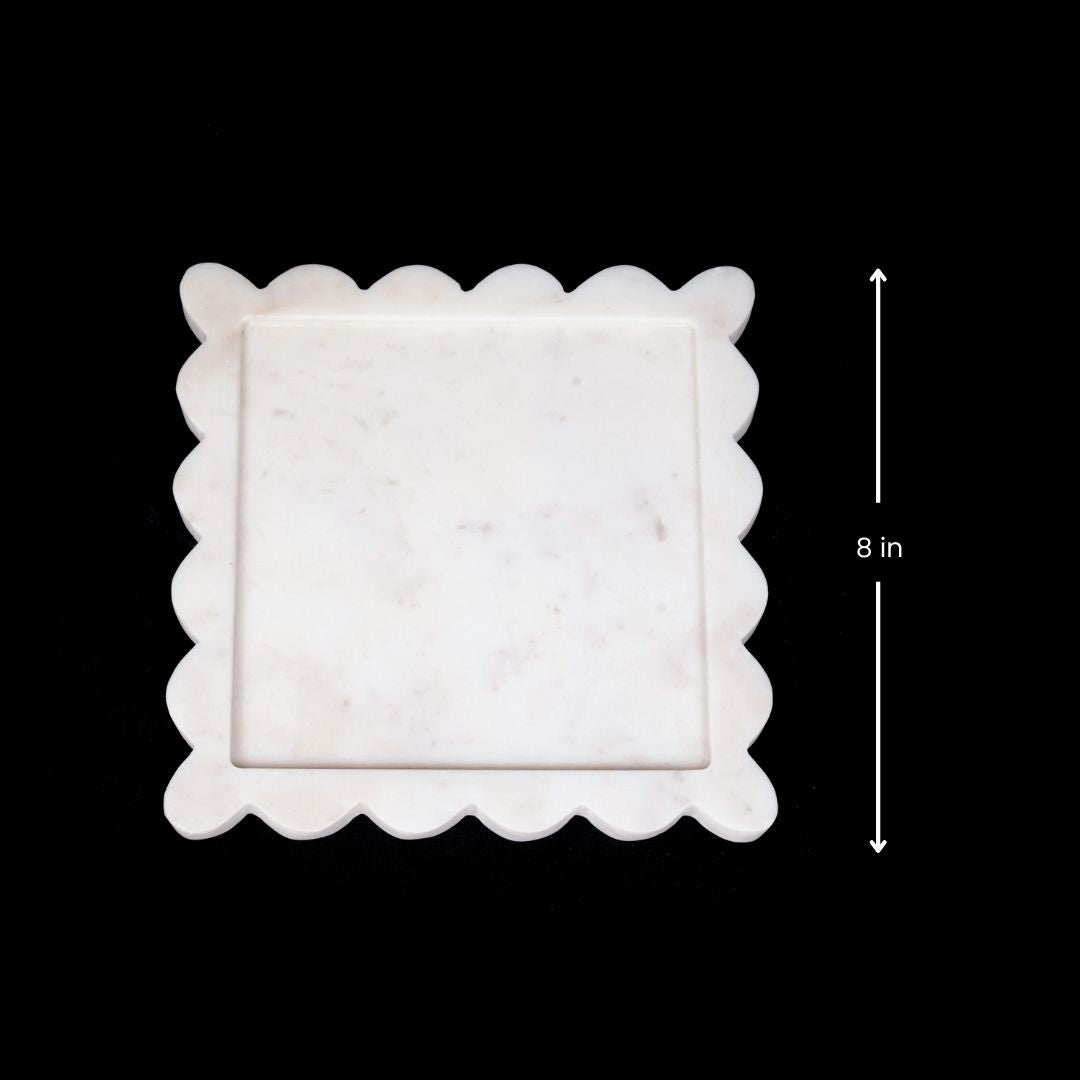 Plato cuadrado con arco de mármol blanco | Decoración y vajilla elegantes