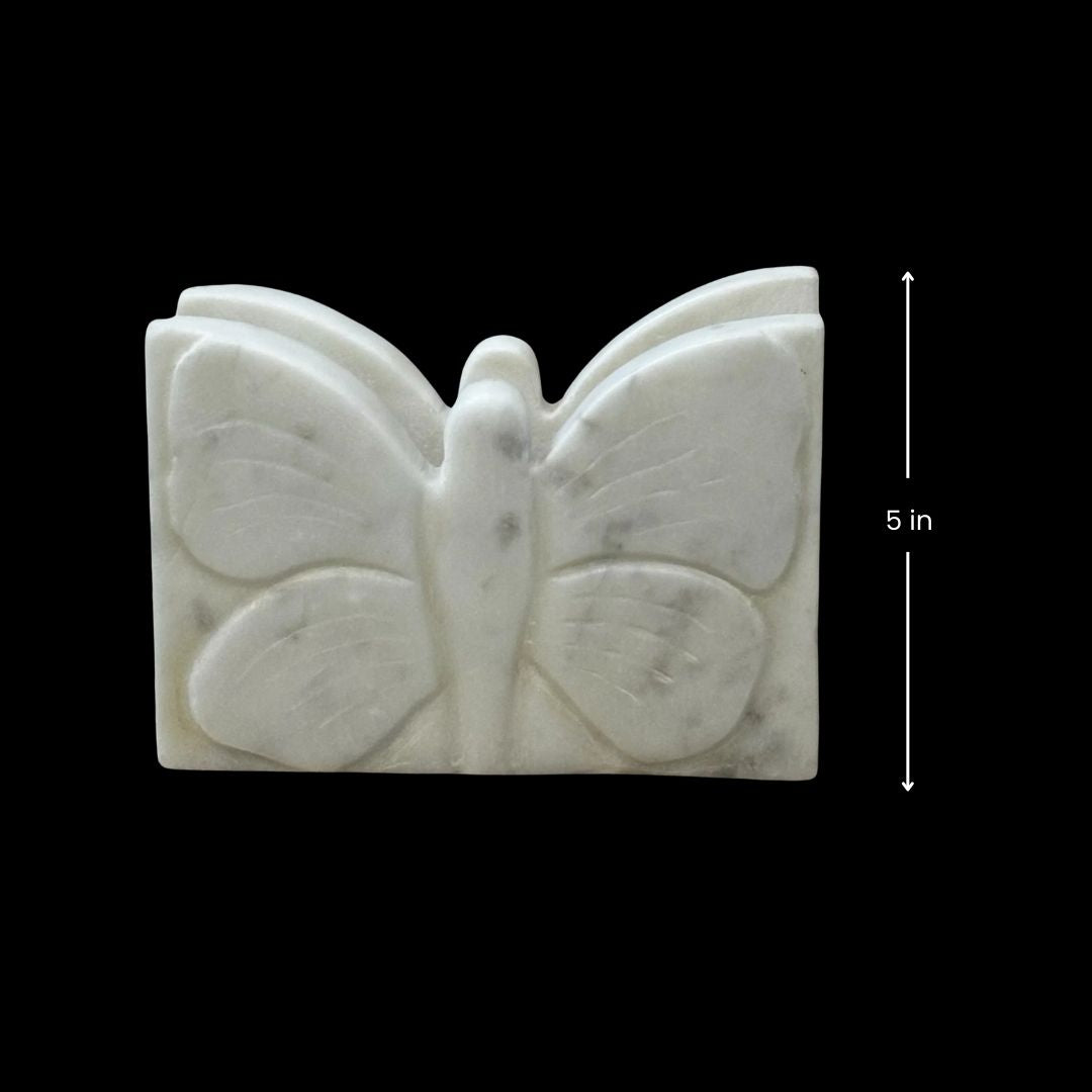 Porta rollos de papel de seda con forma de mariposa de mármol blanco | Decoración artística de lujo