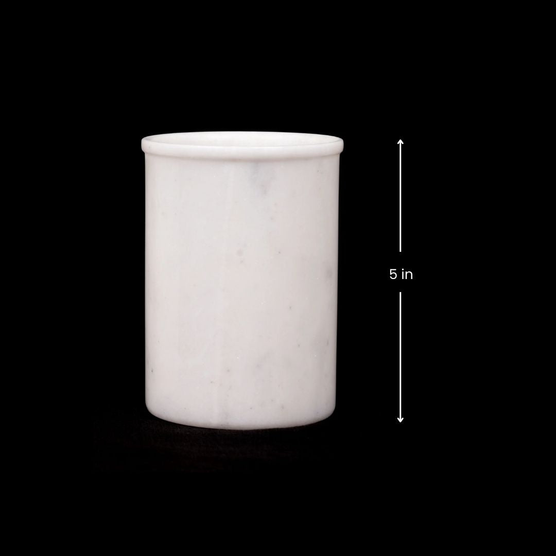 Vaso multiusos de mármol blanco para beber | Diseño artesanal (juego de 2)