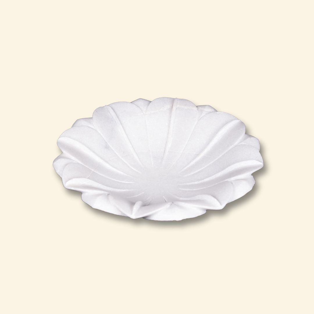 Urli de loto de mármol blanco | Cuenco multiusos para sala de estar y cocina