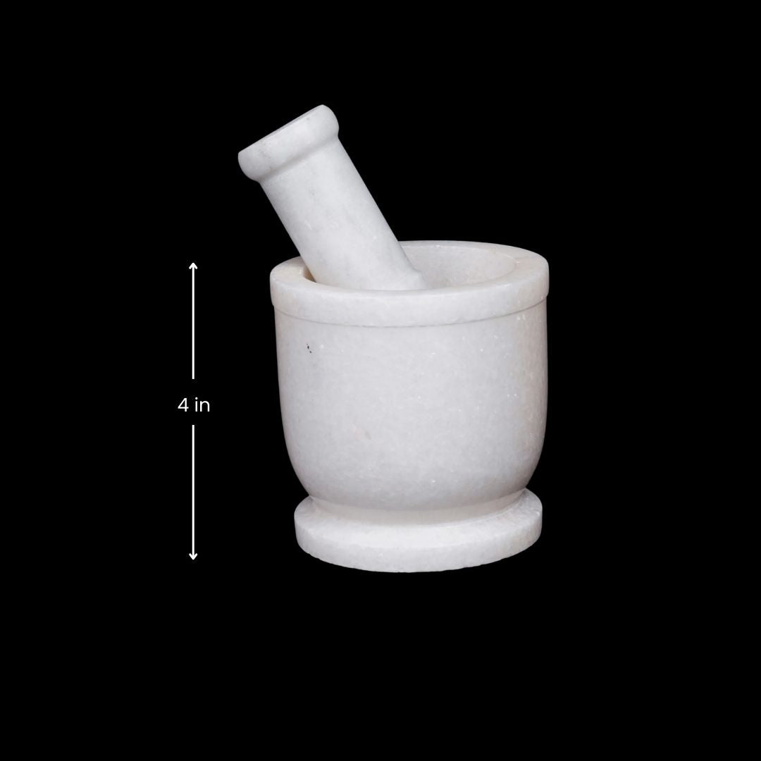 White Marble Mortar & Pestle | Handcrafted Spice Grinder | Kitchen Essestial