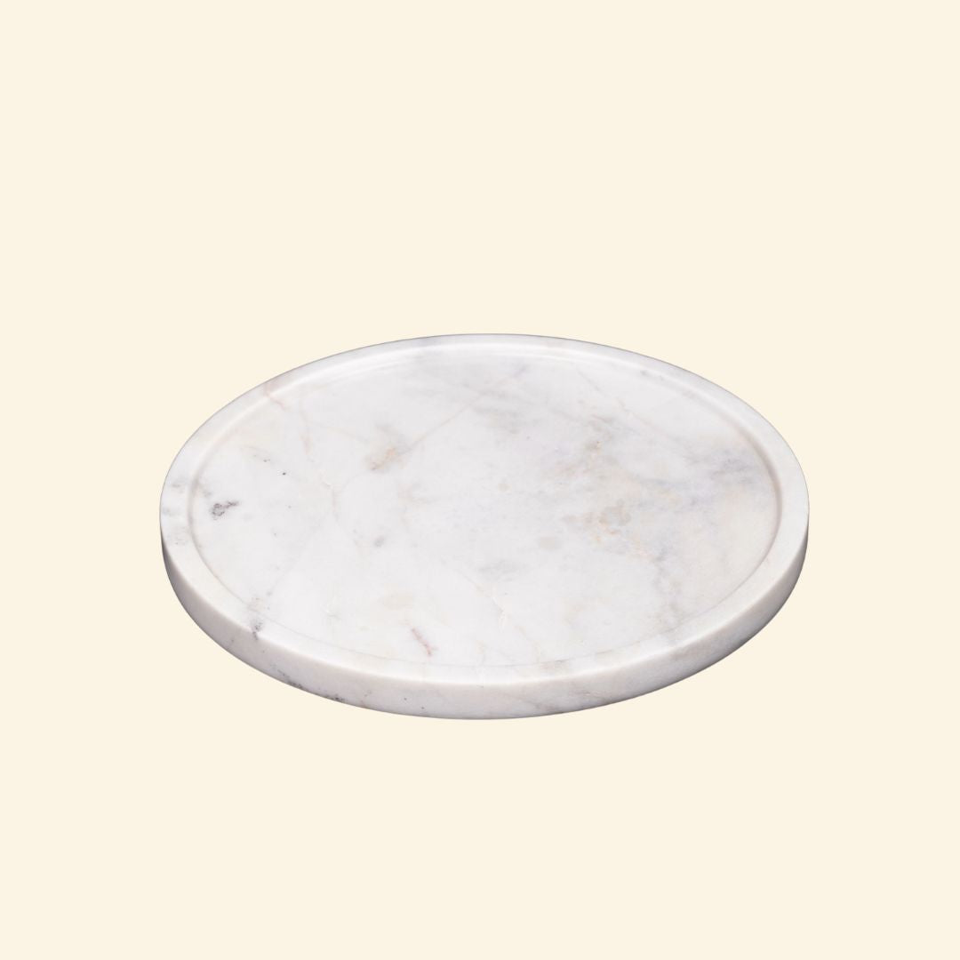 White Minimalistic Marble Circle Plate | Multipurpose Elegant Accent