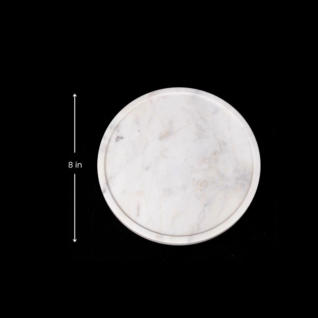 White Minimalistic Marble Circle Plate | Multipurpose Elegant Accent
