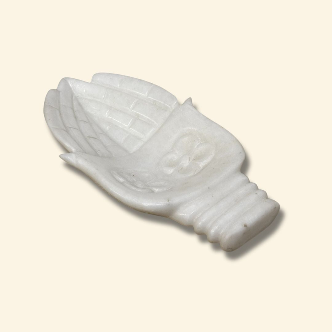 Cuenco multiusos en forma de palmera de color blanco: elegante decoración de mármol para velas y más