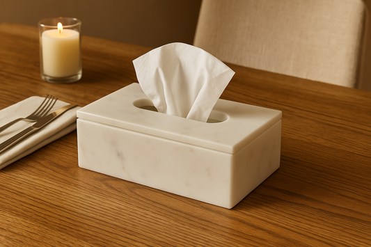Handcrafted White Marble Tissue Box Holder || Elegant Luxury for Modern Living
