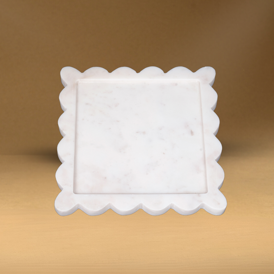 White Marble Arch Square Plate