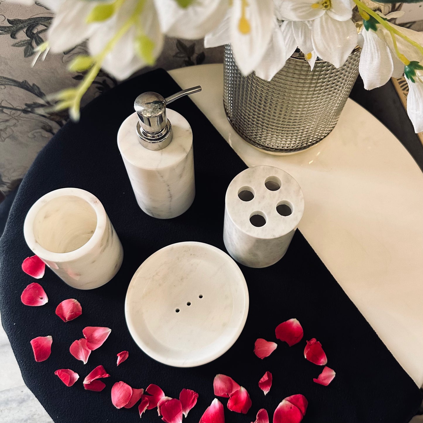 White Marble Bathroom Set