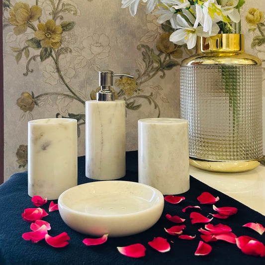 White Marble Bathroom Set