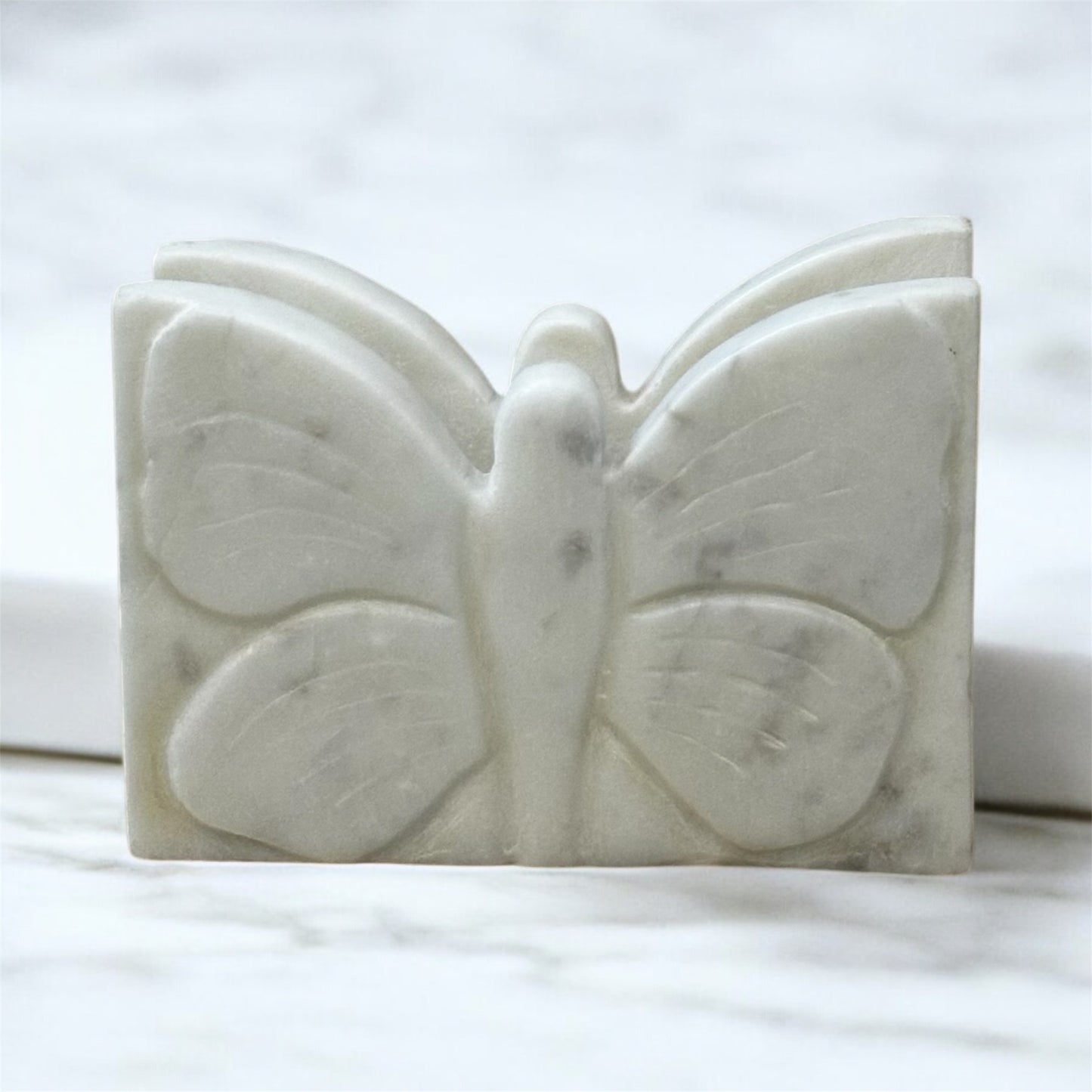 White Marble Butterfly Tissue Paper Holder