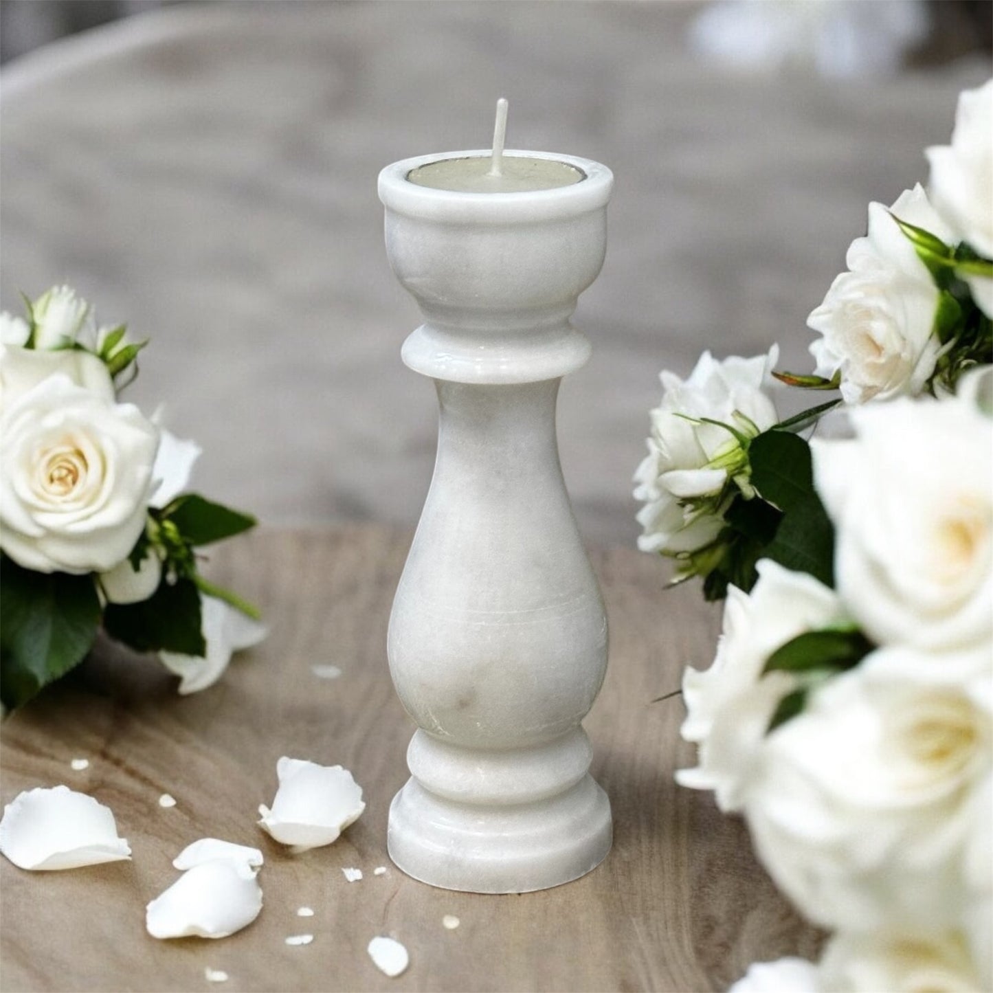 White Marble Candle Stand