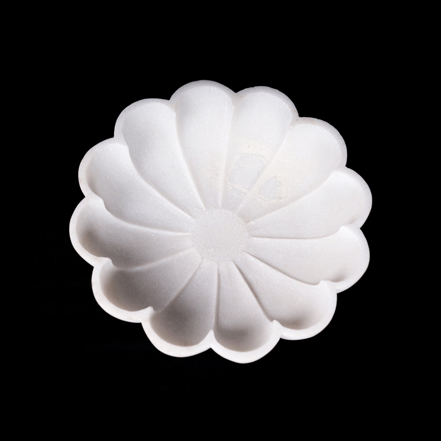 White Marble Flower-Shaped Urli Bowl