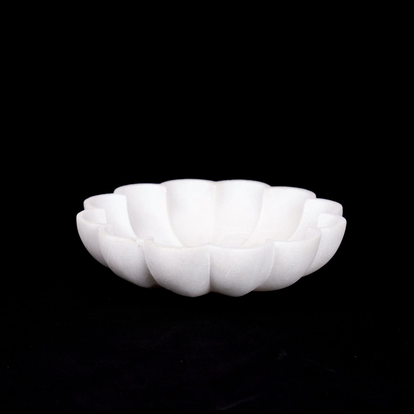 White Marble Flower-Shaped Urli Bowl