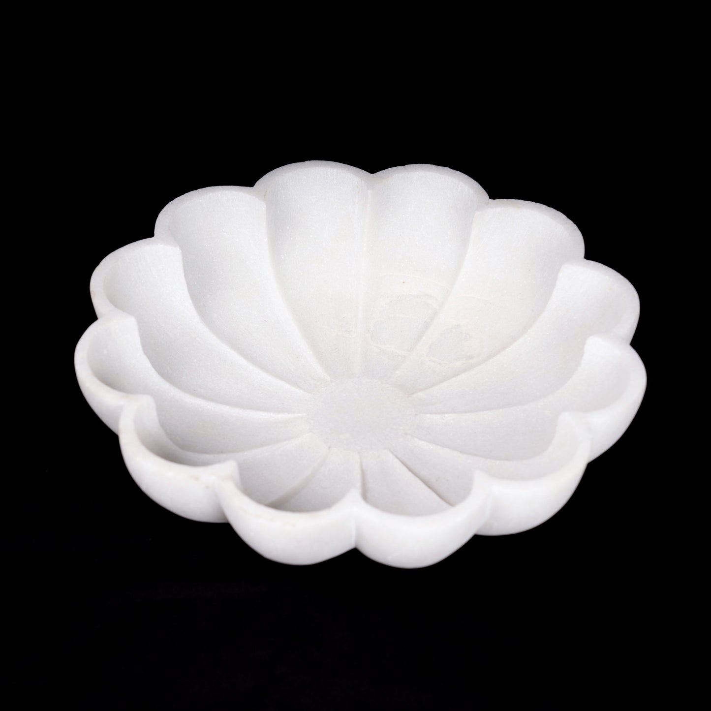 White Marble Flower-Shaped Urli Bowl