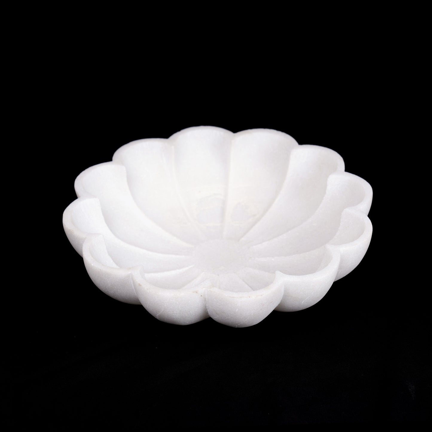 White Marble Flower-Shaped Urli Bowl
